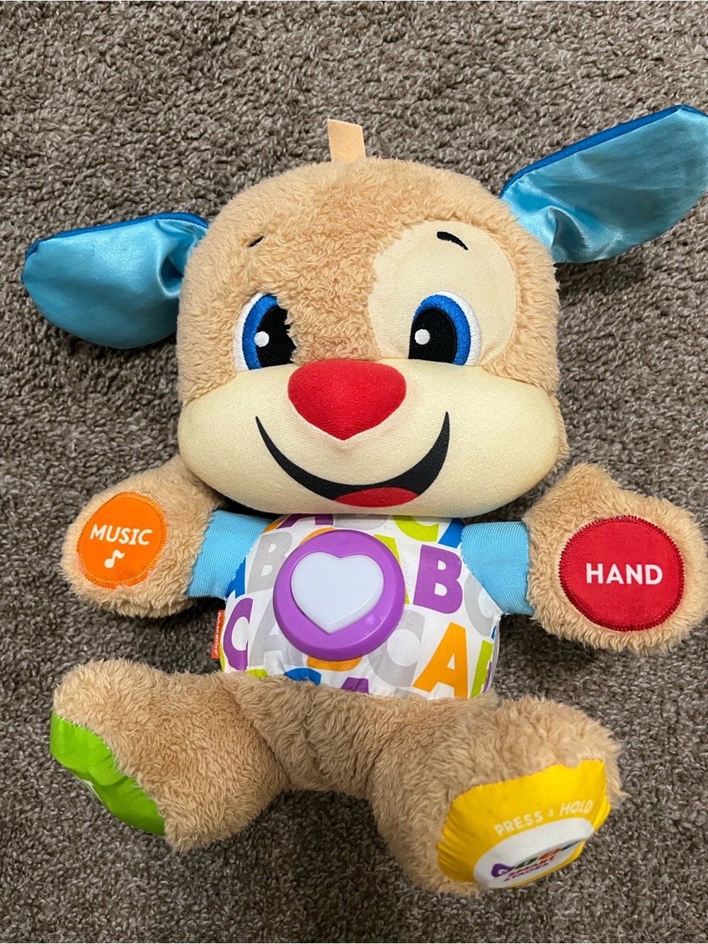 Fisher-Price Plush Learning Puppy in Blue, Tan, Red